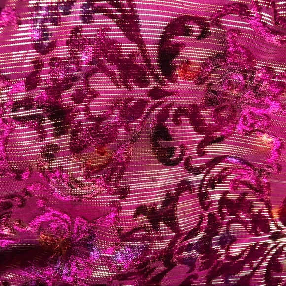 LOFT NEW Petite Size 10 Elegant Velvet Fuchsia Wrap Dress. Mini,Shimmer Floral. - Picture 10 of 12